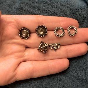Suite of 3 stud sets ALEXIS BITTAR GUNMETAL